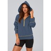 PRETTYGARDEN Women’s Fall Half Zip Cropped Hoodie Sweatshirt(Grey Blue)