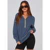 PRETTYGARDEN Women’s Fall Half Zip Cropped Hoodie Sweatshirt(Grey Blue)