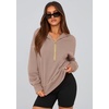 PRETTYGARDEN Women’s Fall Half Zip Cropped Hoodie Sweatshirt(Khaki)