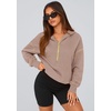 PRETTYGARDEN Women’s Fall Half Zip Cropped Hoodie Sweatshirt(Khaki)