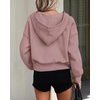 PRETTYGARDEN Women’s Fall Half Zip Cropped Hoodie Sweatshirt(Pink)