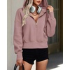 PRETTYGARDEN Women’s Fall Half Zip Cropped Hoodie Sweatshirt(Pink)
