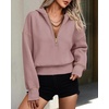 PRETTYGARDEN Women’s Fall Half Zip Cropped Hoodie Sweatshirt(Pink)