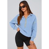 PRETTYGARDEN Women’s Fall Half Zip Cropped Hoodie Sweatshirt(Sky Blue)