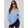 PRETTYGARDEN Women’s Fall Half Zip Cropped Hoodie Sweatshirt(Sky Blue)