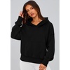 PRETTYGARDEN Women’s Fall Half Zip Cropped Hoodie Sweatshirt(Style 2-black)