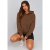 PRETTYGARDEN Women’s Fall Half Zip Cropped Hoodie Sweatshirt(Style 2-brown)