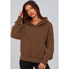 PRETTYGARDEN Women’s Fall Half Zip Cropped Hoodie Sweatshirt(Style 2-brown)