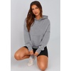 PRETTYGARDEN Women’s Fall Half Zip Cropped Hoodie Sweatshirt(Style 2-grey)