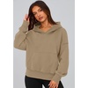 PRETTYGARDEN Women’s Fall Half Zip Cropped Hoodie Sweatshirt(Style 2-khaki)