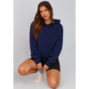 PRETTYGARDEN Women’s Fall Half Zip Cropped Hoodie Sweatshirt(Style 2-navy Blue)
