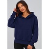 PRETTYGARDEN Women’s Fall Half Zip Cropped Hoodie Sweatshirt(Style 2-navy Blue)