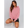 PRETTYGARDEN Women’s Fall Half Zip Cropped Hoodie Sweatshirt(Style 2-pink)