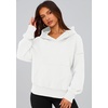 PRETTYGARDEN Women’s Fall Half Zip Cropped Hoodie Sweatshirt(Style 2-white)