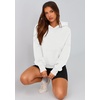 PRETTYGARDEN Women’s Fall Half Zip Cropped Hoodie Sweatshirt(Style 2-white)