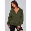 PRETTYGARDEN Women’s Fall Half Zip Cropped Hoodie Sweatshirt(Style 3-army Green)