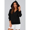 PRETTYGARDEN Women’s Fall Half Zip Cropped Hoodie Sweatshirt(Style 3-black)
