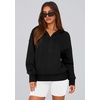 PRETTYGARDEN Women’s Fall Half Zip Cropped Hoodie Sweatshirt(Style 3-black)