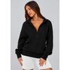 PRETTYGARDEN Women’s Fall Half Zip Cropped Hoodie Sweatshirt(Style 3-black)