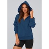 PRETTYGARDEN Women’s Fall Half Zip Cropped Hoodie Sweatshirt(Style 3-dark Blue)