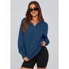 PRETTYGARDEN Women’s Fall Half Zip Cropped Hoodie Sweatshirt(Style 3-dark Blue)