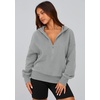 PRETTYGARDEN Women’s Fall Half Zip Cropped Hoodie Sweatshirt(Style 3-grey)