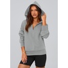 PRETTYGARDEN Women’s Fall Half Zip Cropped Hoodie Sweatshirt(Style 3-grey)