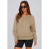 PRETTYGARDEN Women’s Fall Half Zip Cropped Hoodie Sweatshirt(Style 3-khaki)