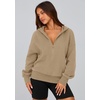 PRETTYGARDEN Women’s Fall Half Zip Cropped Hoodie Sweatshirt(Style 3-khaki)