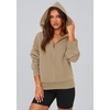 PRETTYGARDEN Women’s Fall Half Zip Cropped Hoodie Sweatshirt(Style 3-khaki)