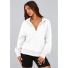 PRETTYGARDEN Women’s Fall Half Zip Cropped Hoodie Sweatshirt(Style 3-white)