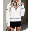 PRETTYGARDEN Women’s Fall Half Zip Cropped Hoodie Sweatshirt(White)