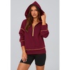 PRETTYGARDEN Women’s Fall Half Zip Cropped Hoodie Sweatshirt(Wine Red)