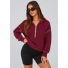 PRETTYGARDEN Women’s Fall Half Zip Cropped Hoodie Sweatshirt(Wine Red)