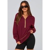 PRETTYGARDEN Women’s Fall Half Zip Cropped Hoodie Sweatshirt(Wine Red)