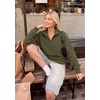 PRETTYGARDEN Women’s Fall Oversized Sweatshirts Mock Neck Henley Pullover(Army Green)
