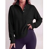 PRETTYGARDEN Women’s Fall Oversized Sweatshirts Mock Neck Henley Pullover(Black)