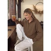 PRETTYGARDEN Women’s Fall Oversized Sweatshirts Mock Neck Henley Pullover(Brown)