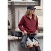 PRETTYGARDEN Women’s Fall Oversized Sweatshirts Mock Neck Henley Pullover(Burgundy)