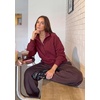 PRETTYGARDEN Women’s Fall Oversized Sweatshirts Mock Neck Henley Pullover(Burgundy)