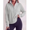 PRETTYGARDEN Women’s Fall Oversized Sweatshirts Mock Neck Henley Pullover(Grey)