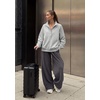 PRETTYGARDEN Women’s Fall Oversized Sweatshirts Mock Neck Henley Pullover(Grey)