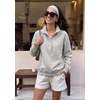 PRETTYGARDEN Women’s Fall Oversized Sweatshirts Mock Neck Henley Pullover(Grey)