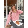 PRETTYGARDEN Women’s Fall Oversized Sweatshirts Mock Neck Henley Pullover(Pink)