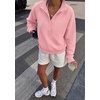 PRETTYGARDEN Women’s Fall Oversized Sweatshirts Mock Neck Henley Pullover(Pink)