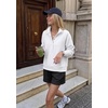 PRETTYGARDEN Women’s Fall Oversized Sweatshirts Mock Neck Henley Pullover(White)
