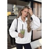 PRETTYGARDEN Women’s Fall Oversized Sweatshirts Mock Neck Henley Pullover(White)
