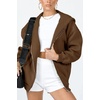 PRETTYGARDEN Women’s Fall Zip Up Hoodies Sweatshirts(Brown)