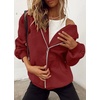 PRETTYGARDEN Women’s Fall Zip Up Hoodies Sweatshirts(Brown Red)
