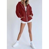 PRETTYGARDEN Women’s Fall Zip Up Hoodies Sweatshirts(Brown Red)